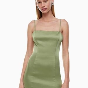 Sleek Green Satin Dress
